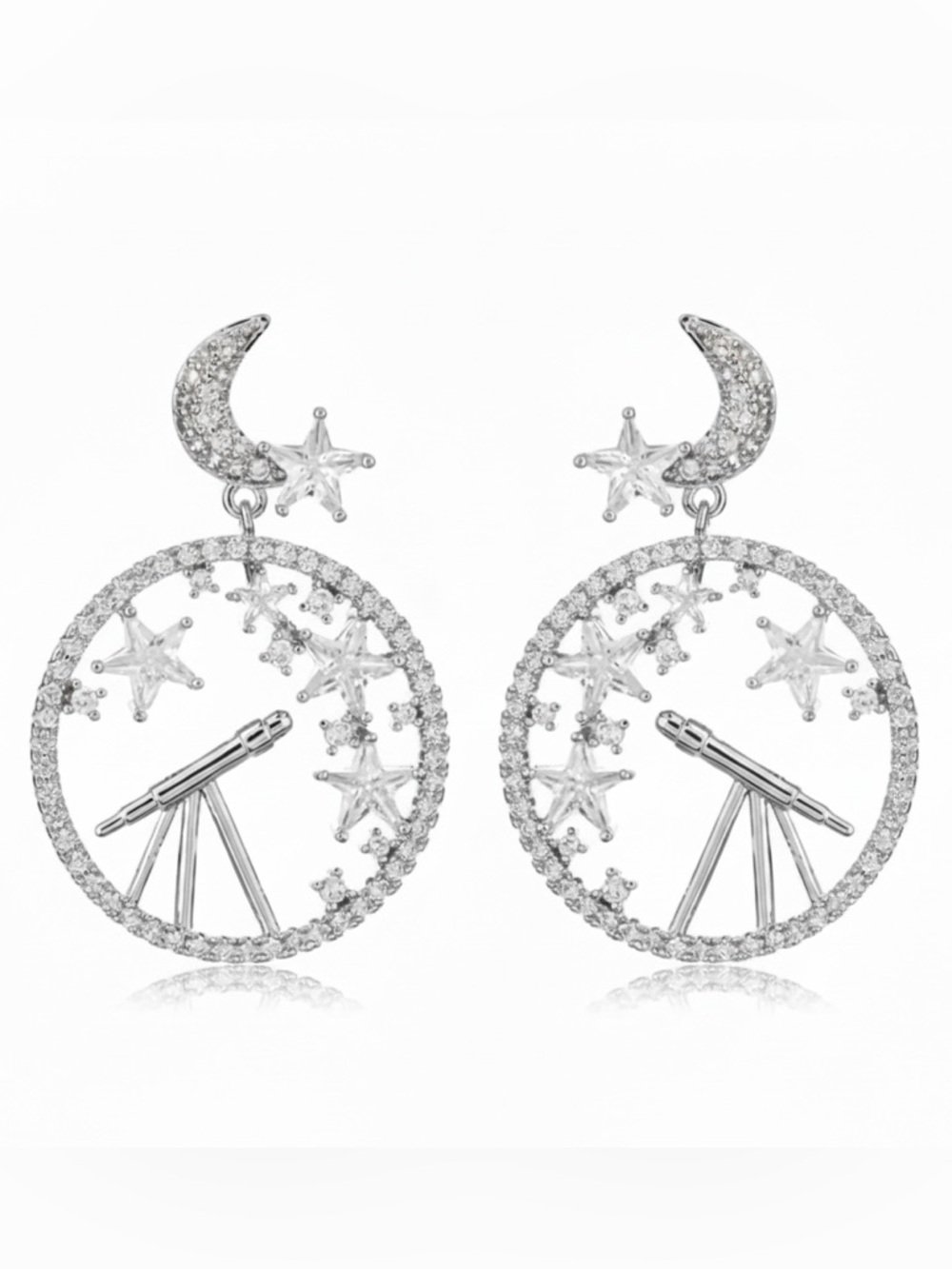 Starry Night Silver CZ Earrings
